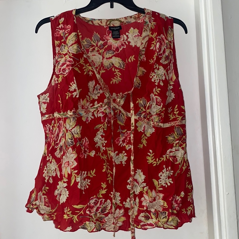 Red with floral print fun Summer shirt